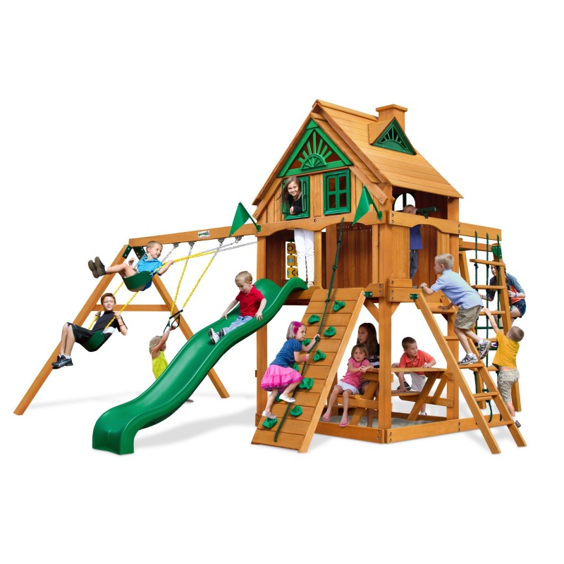 Gorilla Navigator Treehouse Cedar Wood Swing Set Kit w/ Amber Posts - Amber (01-0056-AP)