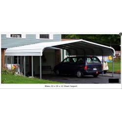 Rhino Shelter 22'W x 24'L x 12'H Two Car Steel Carport Kit (model ST222412H)