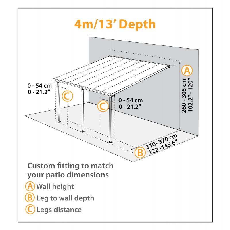 Palram 13x34 Feria Patio Cover Kit - White (HG9234)