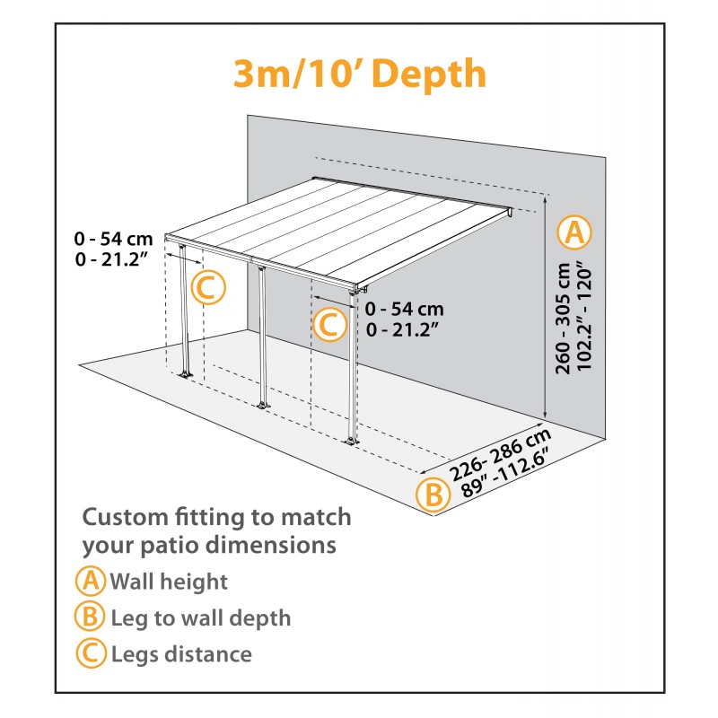 Palram 10x28 Feria Patio Cover Kit - Gray (HG9428)