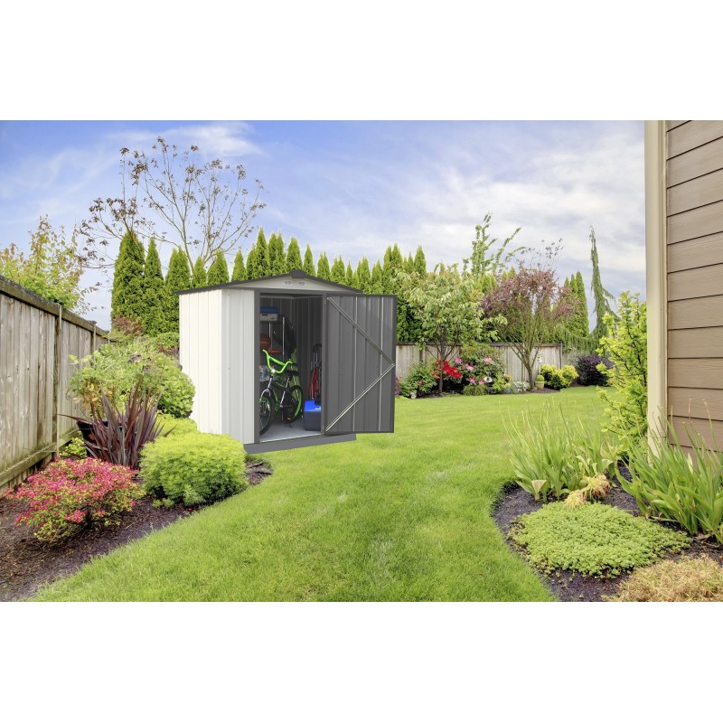 Arrow 6x5 Ezee Storage Shed Kit - Low Gable, 65 in Walls, Vents - Cream & Charcoal (EZ6565LVCRCC)