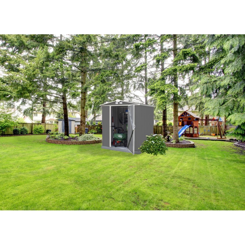 Arrow 6x5 Ezee Storage Shed Kit - Low Gable, 65 in Walls, Vents - Charcoal & Cream (EZ6565LVCCCR)