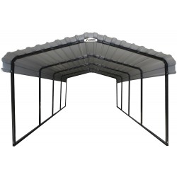 Arrow 12x24x7 Galvanized Steel Carport Kit - Charcoal (CPHC122407)