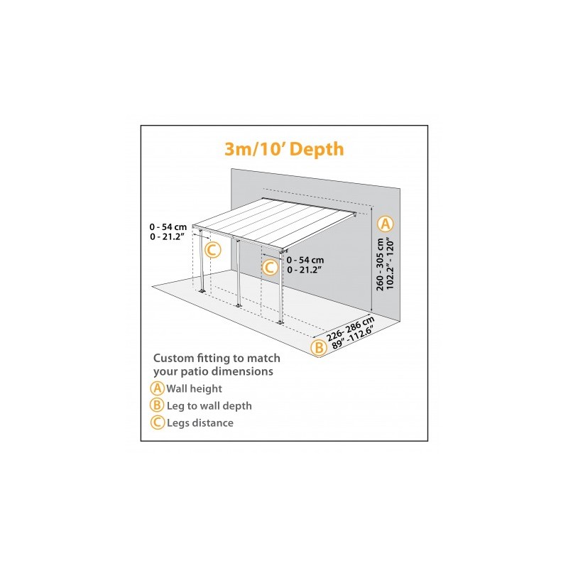 Palram 10x44 Feria Patio Cover Kit - Gray (HG9444)