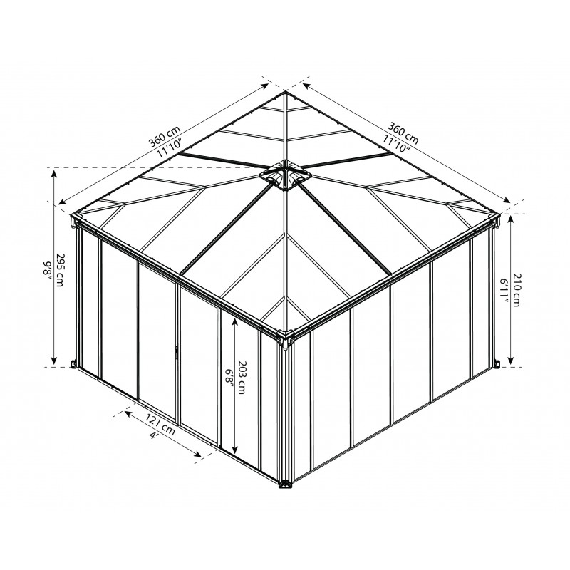 Palram 12x12 Ledro Enclosed Gazebo Kit - Gray/Bronze (HG9192)