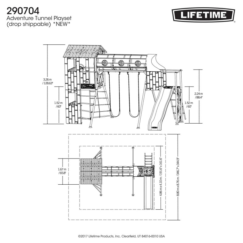 Lifetime Adventure Tunnel Metal Playset Swing Set - Earthtone (91134)