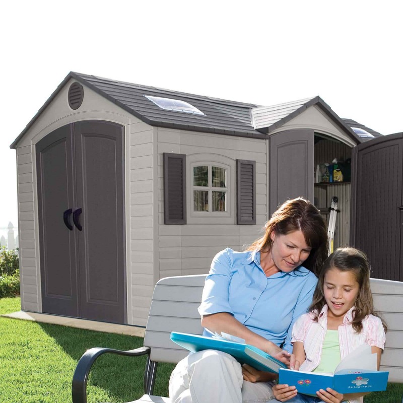Lifetime 15x8 Plastic Storage Shed Kit w/ Double Doors