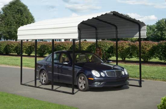 Arrow Steel 10x15x9 Carport Kit - Eggshell (CPH101509) Protect your car from the harmful weather elements. 