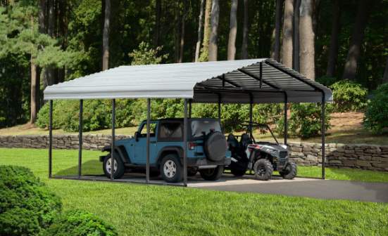 Arrow Steel  20x24x9 Carport Kit - Eggshell (CPH202409) Protect your car from the harmful weather elements. 