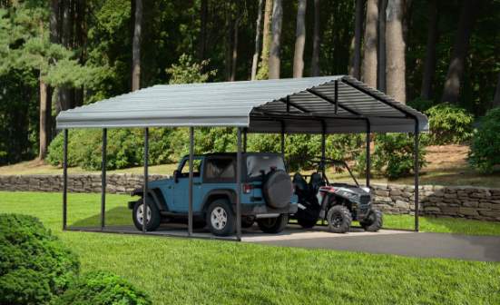 Arrow Steel 20x20x9 Carport Kit - Charcoal (CPHC202009) This carport can store two cars.  