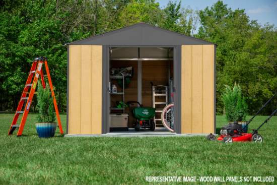 Arrow Ironwood 10x12 Steel Hybrid Shed Kit - Galvanized Anthracite (IWA1012) Store all your lawn and garden tools in this Ironwood shed. 