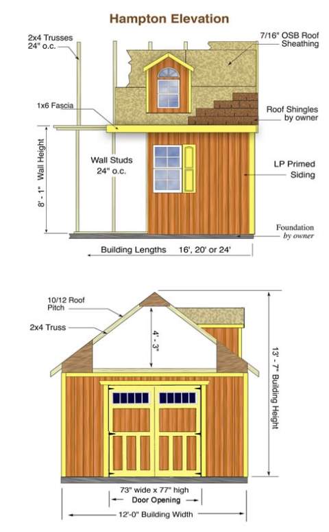 Best Barns 12x16 Hampton Wood Storage Shed Kit (hampton1216) Dimensions of the Hampton Shed 