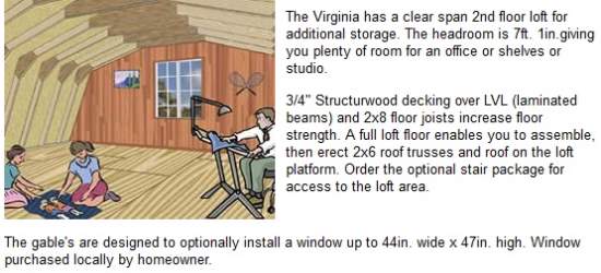 Best Barms 16x28 Virginia Wood Storage Shed Kit (virginia_1628) Second Floor Loft Information 