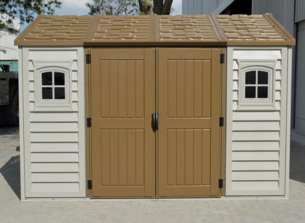 Duramax 10.5x8 Apex Vinyl Shed w/ Foundation Kit (30216) This shed will help you with your storage space and is perfect to your outdoor area. 