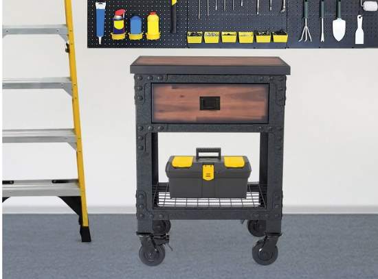 Duramax 27x20 1 Drawer Rolling Workbench - Wood Top (68003) This rolling workbench is best for your garage to store some tools. 