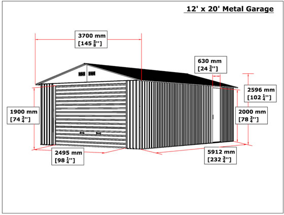DuraMax 12x20 Garage Kits Specifications Diagram