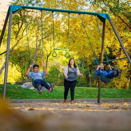 Lifetime Steel Swing Set w/ Monkey Bars - Earthtone Colors (90143) - This metal swing set is a perfect addition to your backyard.