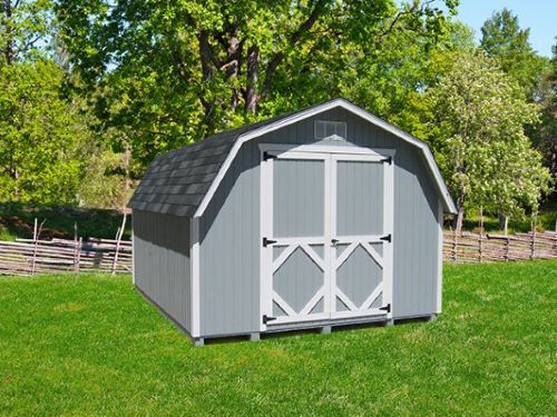 Little Cottage Co. 10x14 Gambrel Barn Wood Shed Kit w/ 4' Sidewalls (10x14 VGB-4-WPC) This wood shed is a perfect addition to any outdoor setting.   