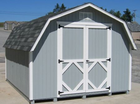 Little Cottage Co. 10x10 Gambrel Barn Wood Shed Kit w/ 6' Sidewalls (10x10 VGB-6-WPC) This wood shed is a perfect addition to any outdoor setting.