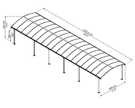 Palram Arcadia 12x42 Aluminum & Steel Carport Kit (HG9123) Protects your vehicle from the harsh weather element. 
