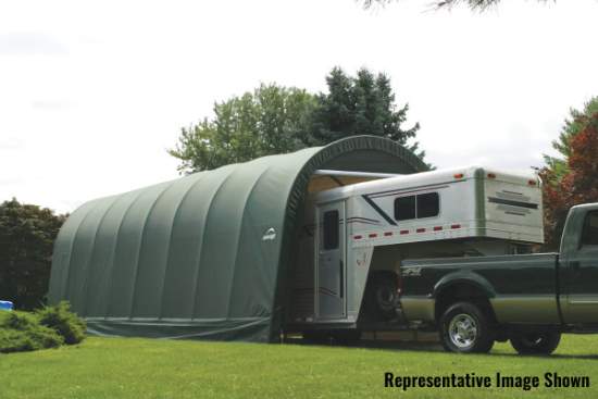 ShelterLogic ShelterCoat 15x28 Green Garage - Round (95334) Provide shelter to your motorhome with this instant garage kit. 