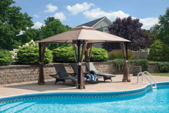 ShelterLogic 10x12 Cypress Brown Gazebo Kit (24027) This canopy kit is a perfect addition to your pool area.  