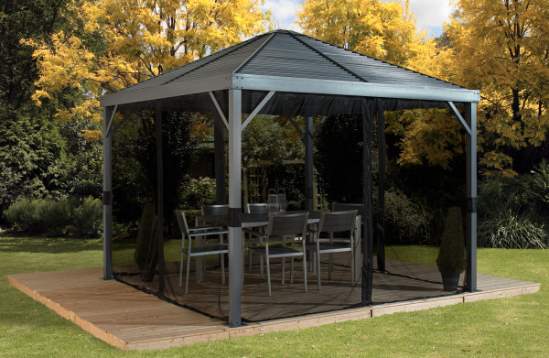 Sojag Sanibel 10x10 Gazebo Kit - Gray (500-9163476) It comes with a nylon mosquito net to protect you from flying insects and bugs. 