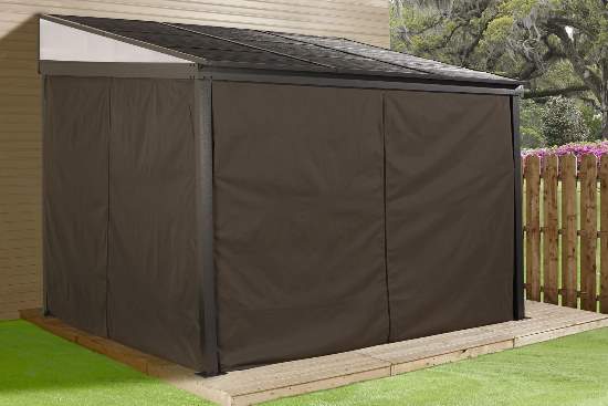 Sojag Portland 8x12 Wall-Mounted Gazebo Kit - Dark Brown (500-9167702) This wall attached gazebo will protect you from the weather elements. 