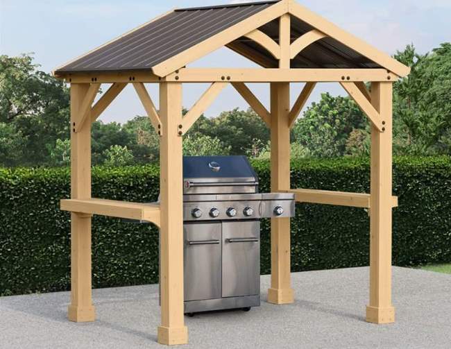 Yardistry Meridian Backyard Grilling Pavilion - Natural Cedar (YM11931) The Meridian Grilling Pavilion is the perfect place to do some serious barbecuing, rain or shine.